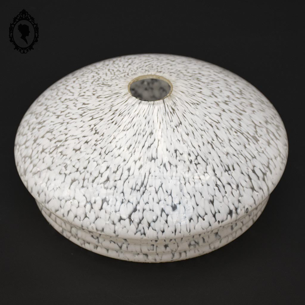 Globe tulipe abat-jour blanc rond verre de Clichy moucheté Art déco
