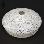 Globe tulipe abat-jour blanc rond verre de Clichy moucheté Art déco