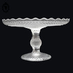 Grand compotier coupelle coupe serviteur plat sur pied en verre moulé festonné