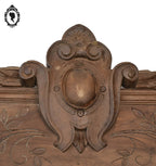 Grand long fronton d’armoire ou lit en bois sculpté 104 cm ancien vintage