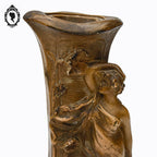 Grand vase Art Nouveau Gustave Van Vaerenbergh en plâtre marron ancien