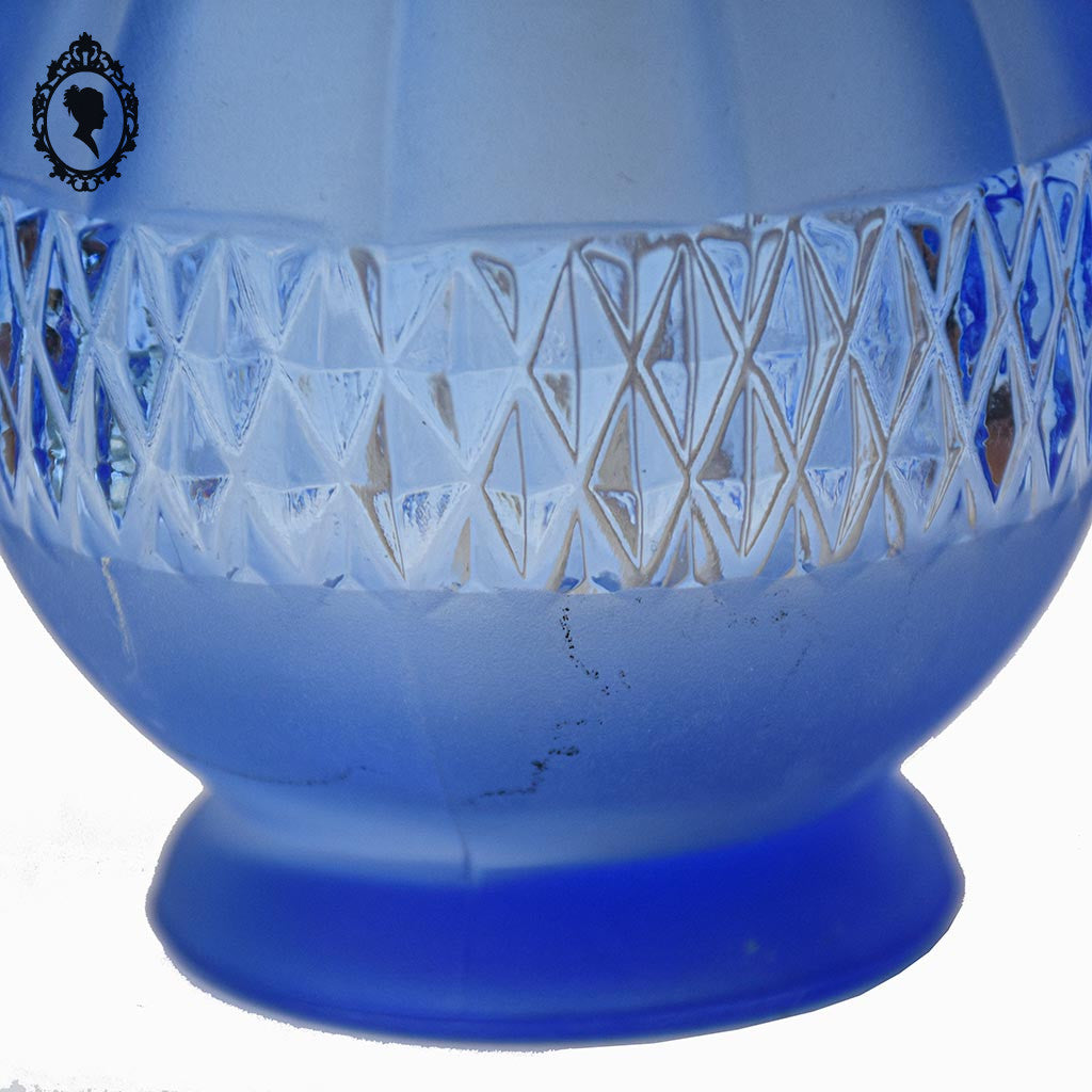 Lampe Berger verre ciselé bleu et doré boule