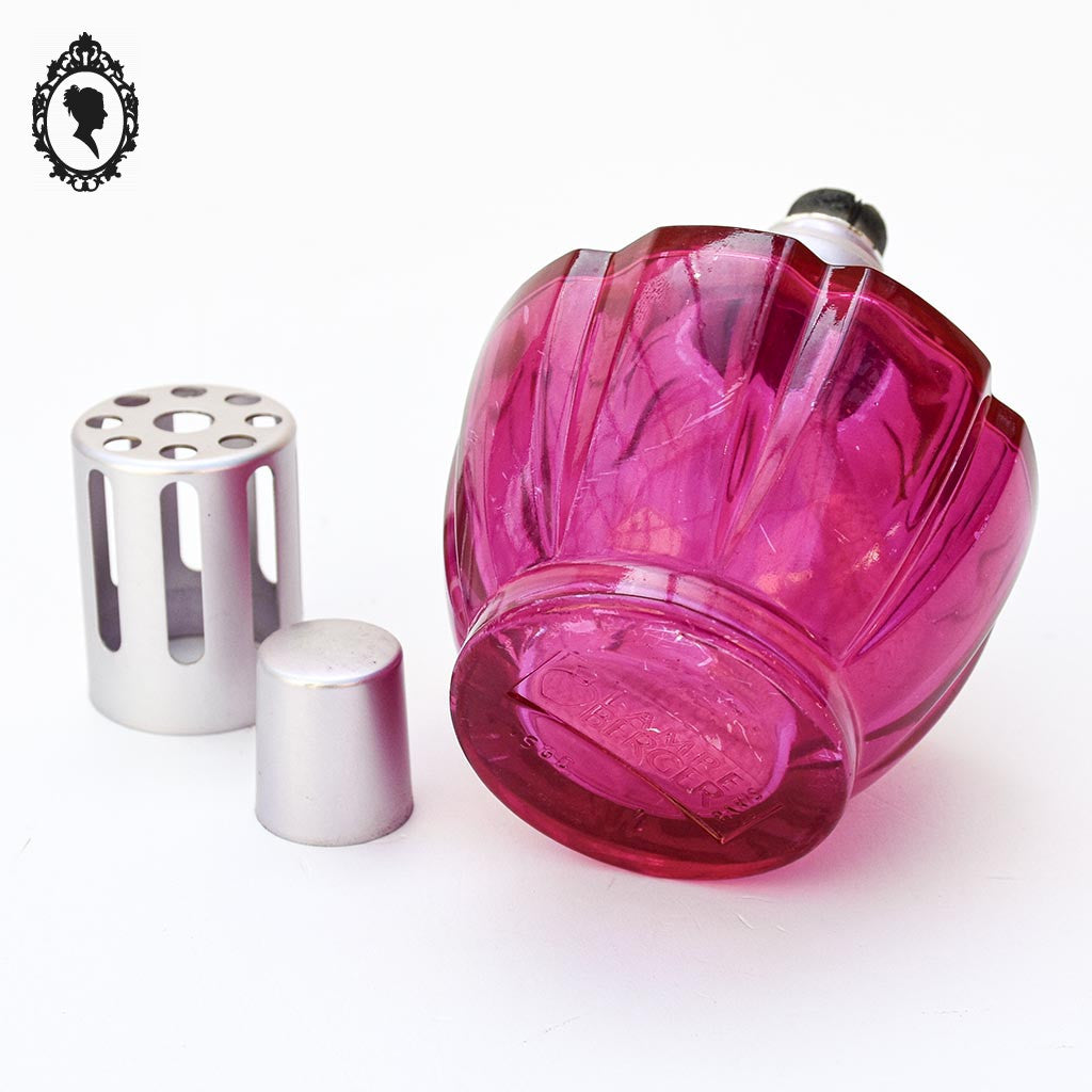 Lampe collection berger Paris rose vif verre épais fleur