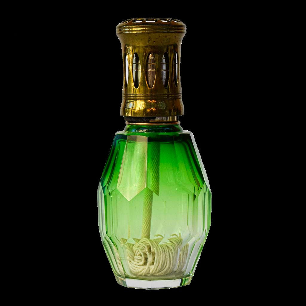 Lampe style berger collection Lusac Paris verte verre ou cristal multi-facette ancienne