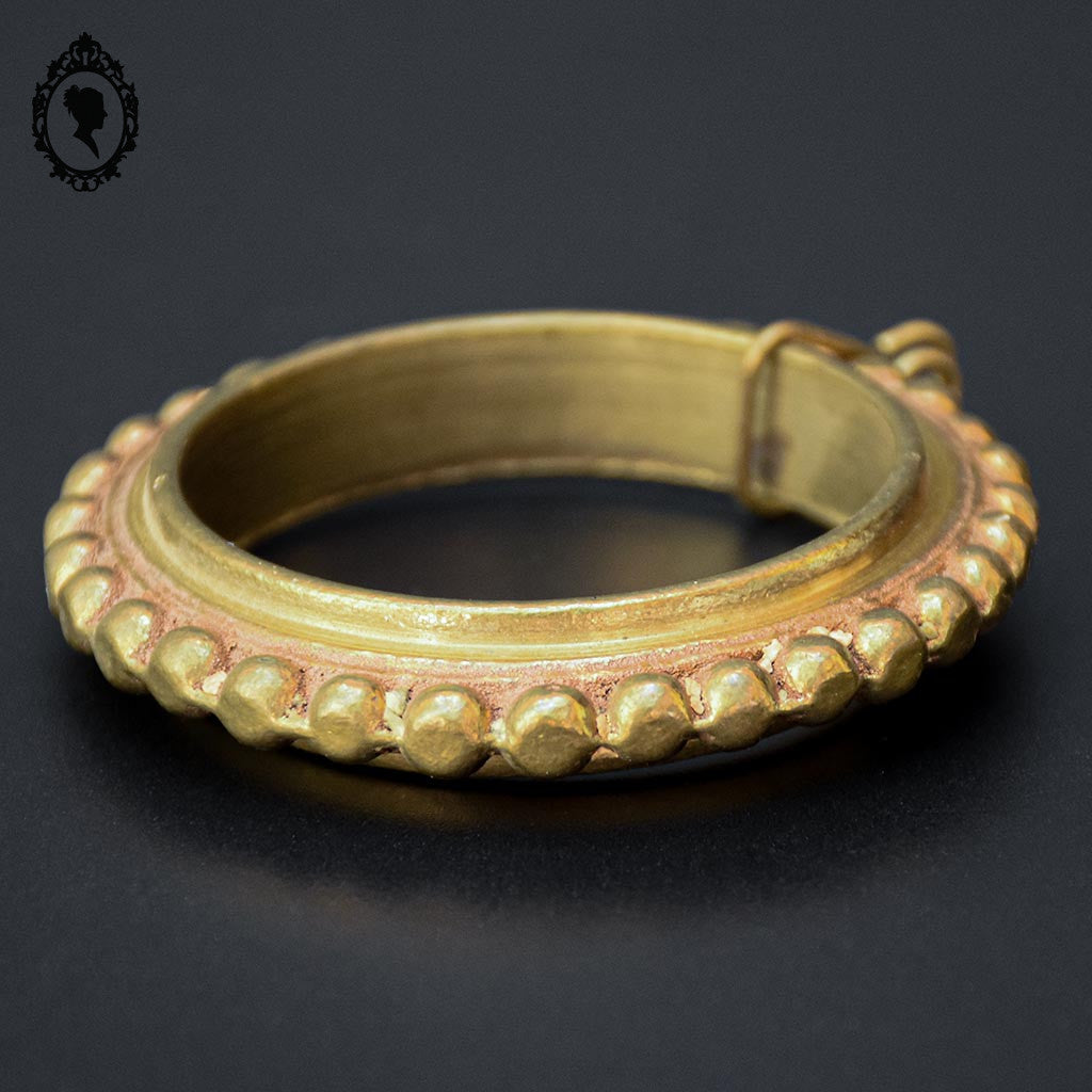 Lot 10 anneaux en bronze plein D 7,5 cm rang de perles accessoire pour rideau ancien