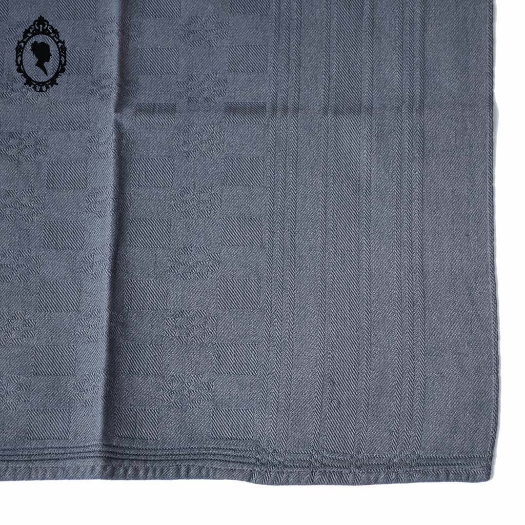 Lot 10 serviettes de table damassées ou torchons gris linge ancien 58 x 65 cm