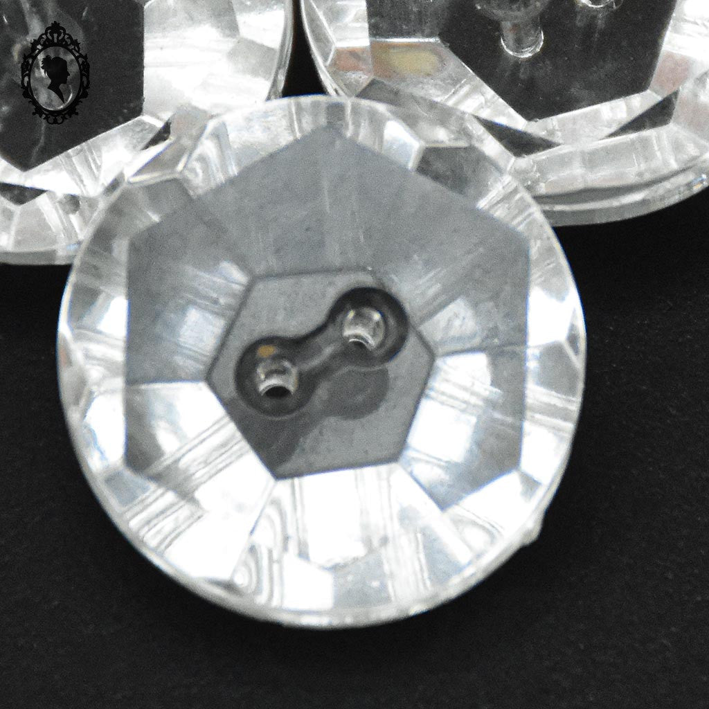 Lot 11 boutons diamant verre blanc transparent facetté D 2,3 cm 23 mm anciens