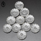 Lot 11 boutons fleur en verre blanc transparent festonnés D 1,8 cm 18 mm anciens
