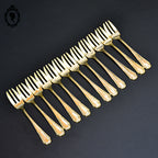 Lot 12 couverts petites fourchettes métal or doré rang de perles vintage