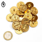 Lot 18 boutons doré relief ancre marine D 2,2 cm vintage