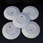 Lot 5 assiettes à dessert parlantes mariage beige et vert Digoin Sarreguemines anciennes