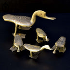 Lot 5 statues figurines canard et canetons dorés en laiton ou bronze vintage