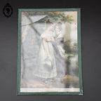 Lot 6 illustrations gravures litho sous verre anciennes XIX e H 18 x 13 cm