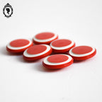 Lot 6 petits boutons enfant plats ovales œil rouge et blanc vintage