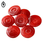 Lot 7 gros boutons plats ronds rouge D 2,7 cm vintage