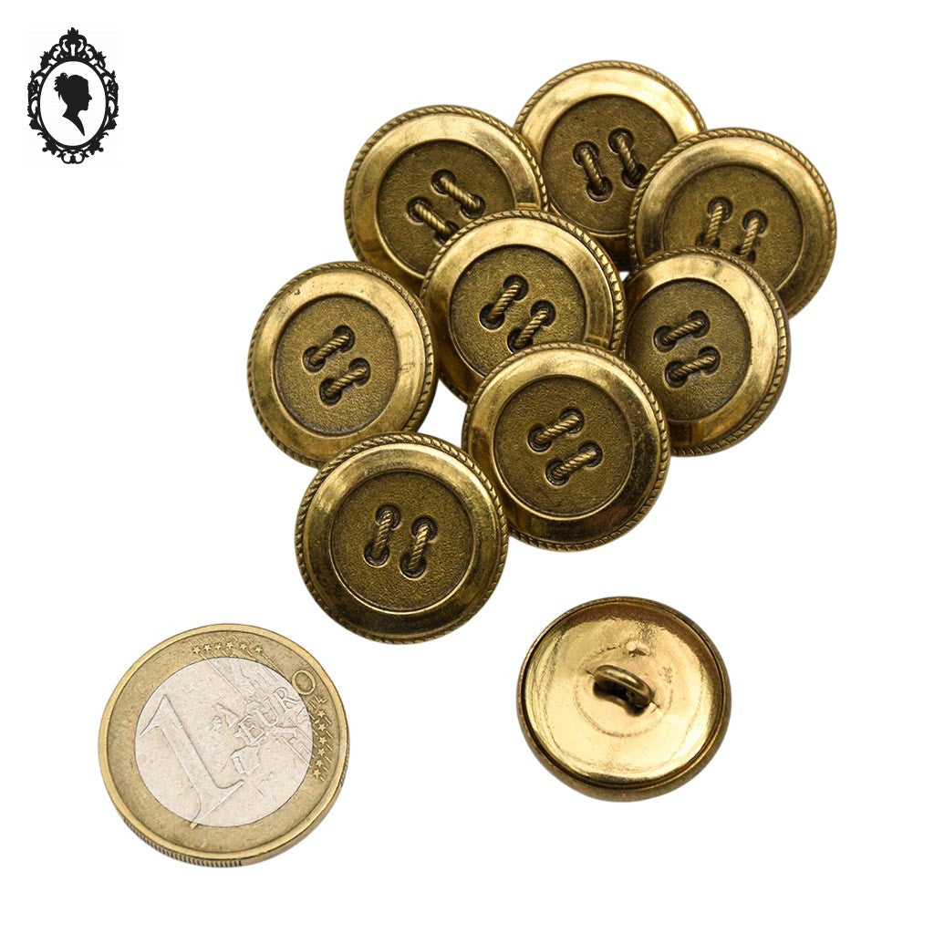 Lot 9 boutons dorés à queue forme bouton en métal D 1,5 cm