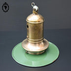 Lustre industriel lampe suspension indus abat jour émaillé et laiton vintage