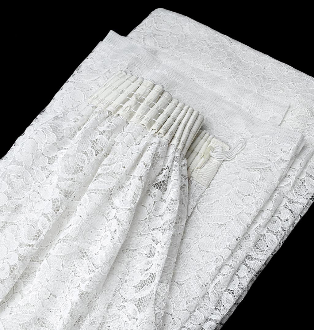 Magnifique rideau voilage dentelle fleurie blanc romantique