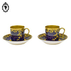 Magnifiques 2 Tasses et sous tasses porcelaine bleu cobalt Bac Limoges France
