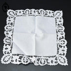 Mouchoir fil de lin blanc ancien ajouré broderie Marthe