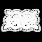 Napperon brodé blanc Richelieu rectangulaire 47 x 32 cm fait main vintage