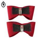 Paire de boucles clips pince pour chaussure nœud rouge tissu satiné vintage