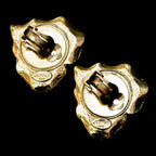 Paire de boucles d’oreilles Jacky de G cœur soleil bombé métal doré à clips bijoux vintage