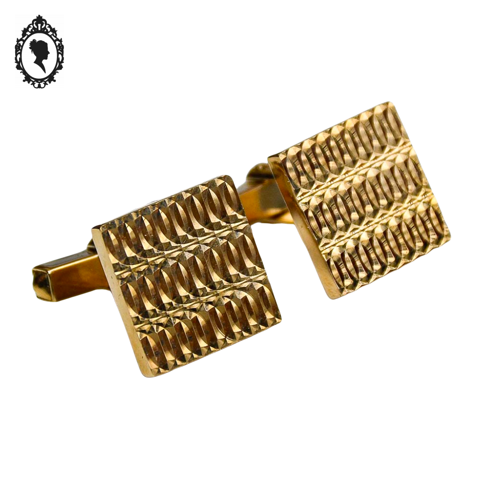 Paire de boutons de manchette Prince doré carré Vénus VINTAGE