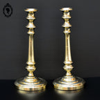 Paire de chandeliers bougeoirs Louis Philippe en laiton doré ancien
