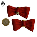Paire de nœuds papillon rouge et doré pour chaussures vintages
