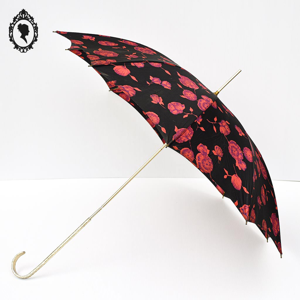 Parapluie fleuri rouge noir Nail Europ collection vintage
