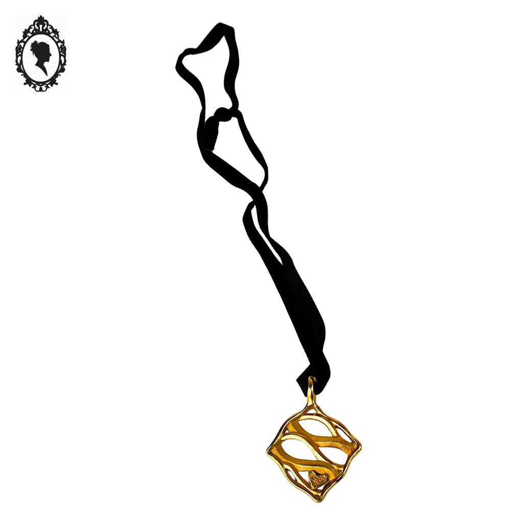 Pendentif Lanvin Paris doré bijoux vintage