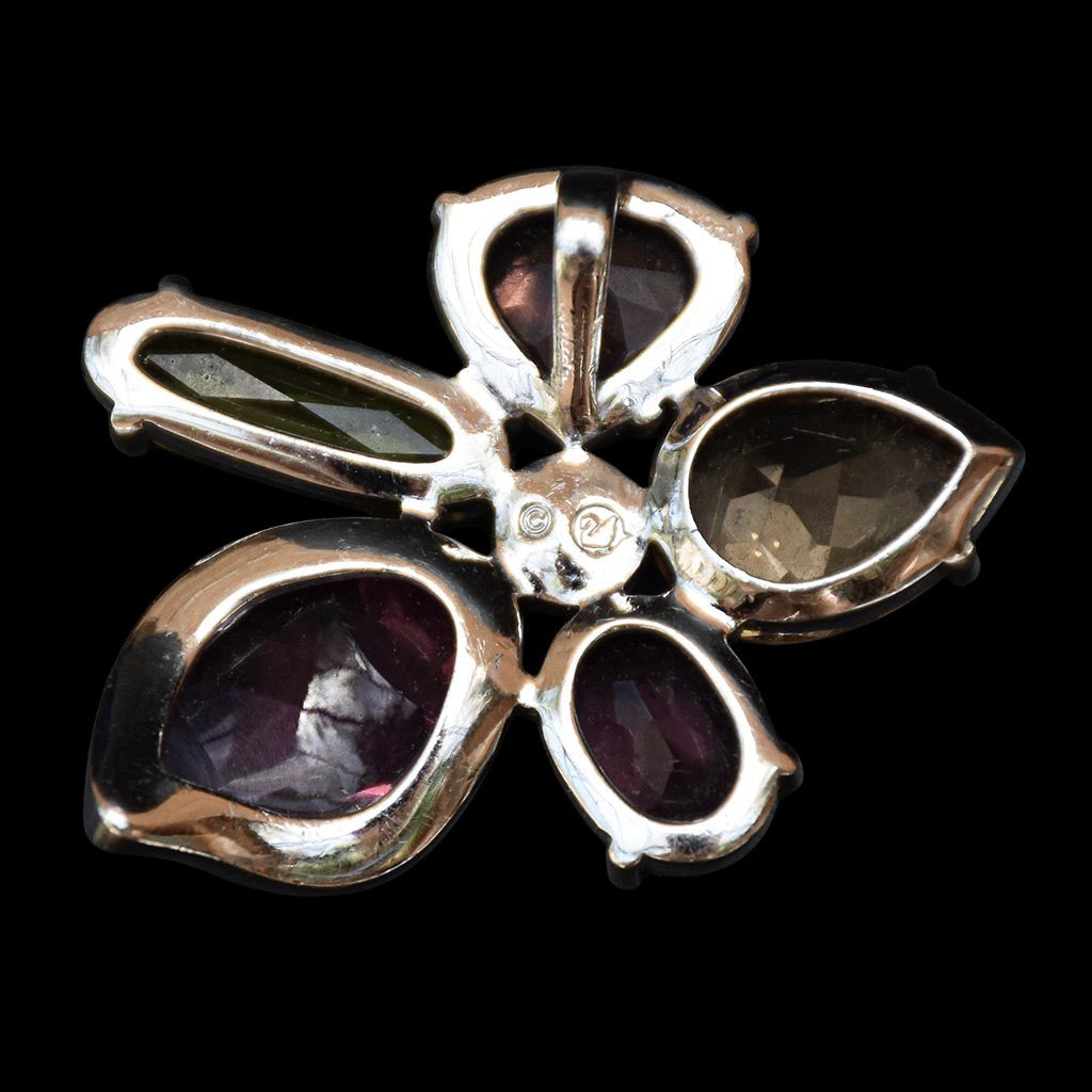 Pendentif fleur en cristal multicolore Swarovski monture argent
