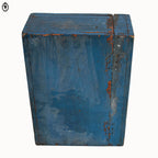 Petite armoire jouet dînette enfant bois peint en bleu vintage H 33 cm vintage