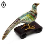 Petite figurine oiseau paon en émail émaux cloisonnés collection vintage
