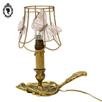 Petite lampe bougeoir à main à poser queue de rat, rat de cave bronze doré vintage