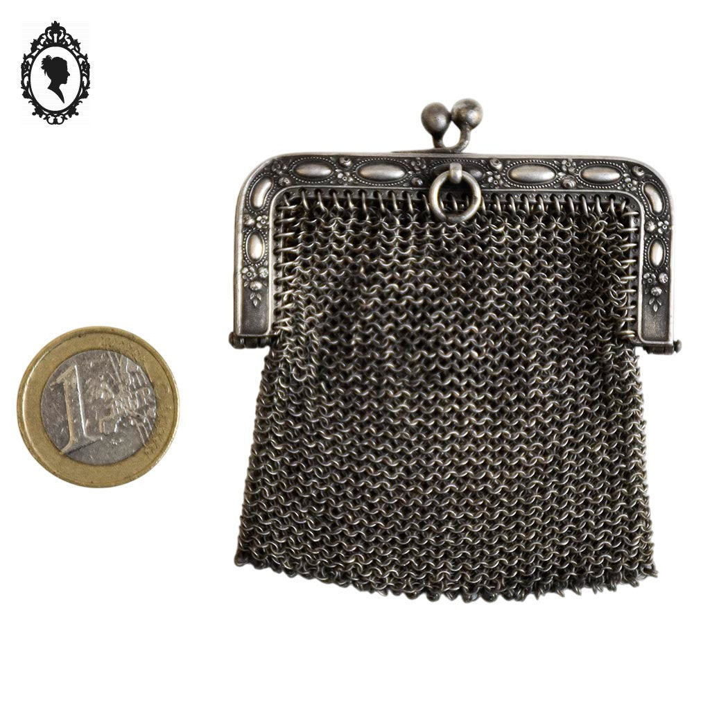 Porte monnaie bourse en maille argent XIX ancien