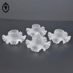 Quatre globes, abat-jour tulipe courte pour lampe à pétrole lustre suspension verre opaque vintage ancien