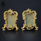 Rare paire de petits cadres pour photo miniature à poser en laiton ancien