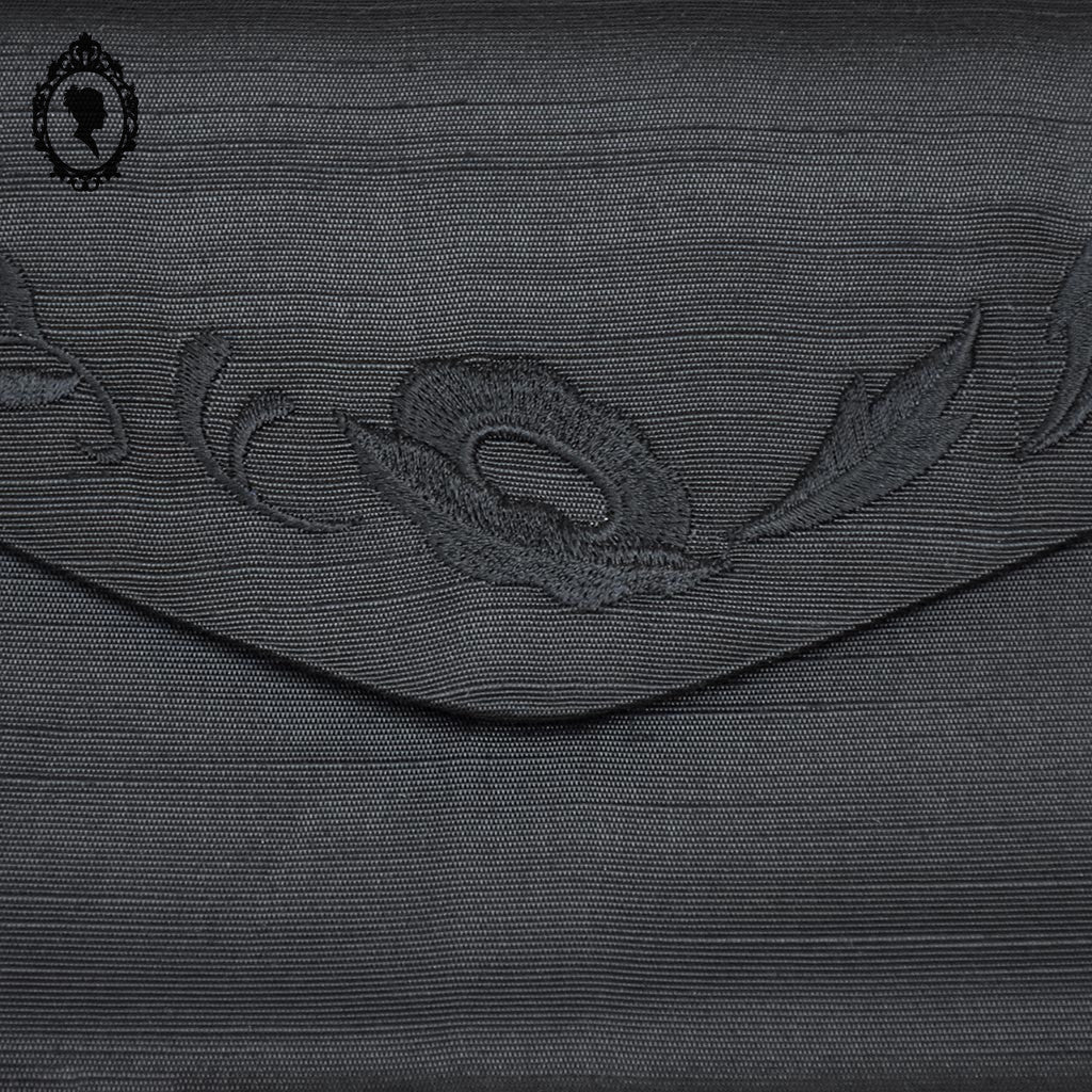 Sac à main pochette tissu noir femme chic vintage soirée