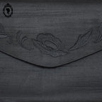 Sac à main pochette tissu noir femme chic vintage soirée