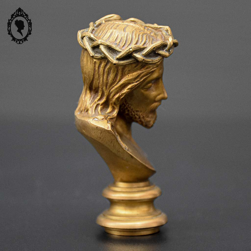 Sceau cachet statue tête buste Christ signé L. Madrassi bronze doré 19ième