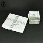 Service 12 serviettes et nappe écossaises vertes jaune lettre monogramme AG AE vintage