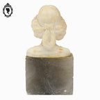 Statue tête buste femme en pierre beige et grise H 20 cm vintage