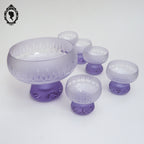 Rare service à dessert coupe et 5 coupelles en cristal violet ancien Art Déco