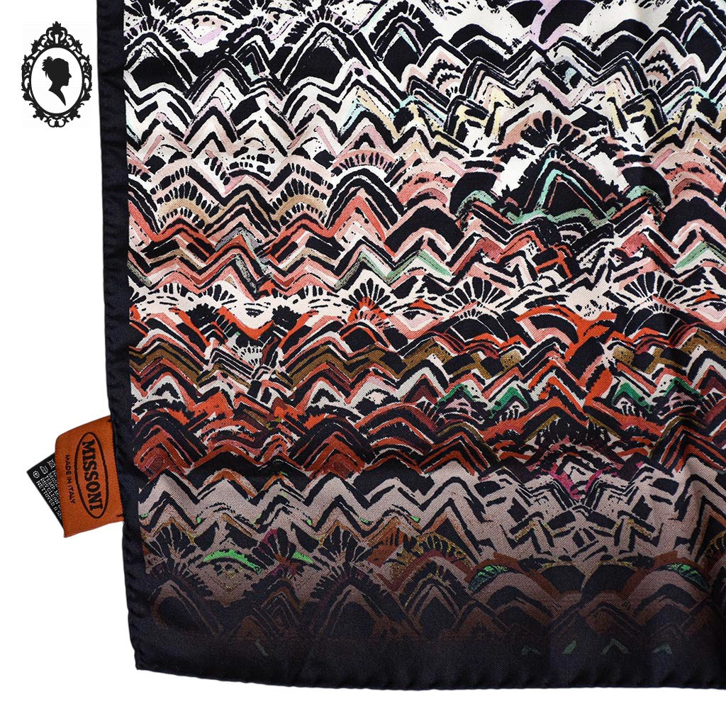 Superbe foulard soie collection Missoni Italie polychrome vintage