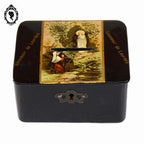 Tirelire boite souvenir de Lourdes ancienne en carton bouilli noir