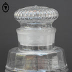 Pot en verre soufflé flacon Apothicaire pharmacie couvercle forme tonneau ancien