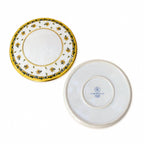 Boîte bonbonnière ronde en porcelaine Raynaud Limoges, fleurs jaunes or