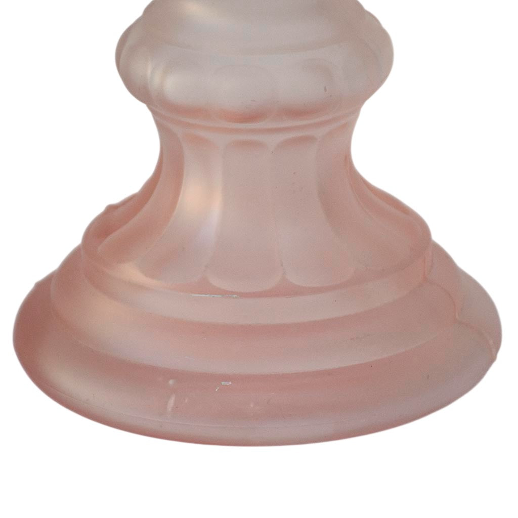 Bougeoir en verre opaque rose pâle – Fabrication italienne vintage 30 cm